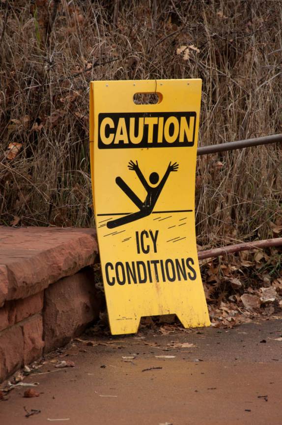 O gelo tomou conta das trilhas no Zion National Park, em Utah, nos Estados Unidos